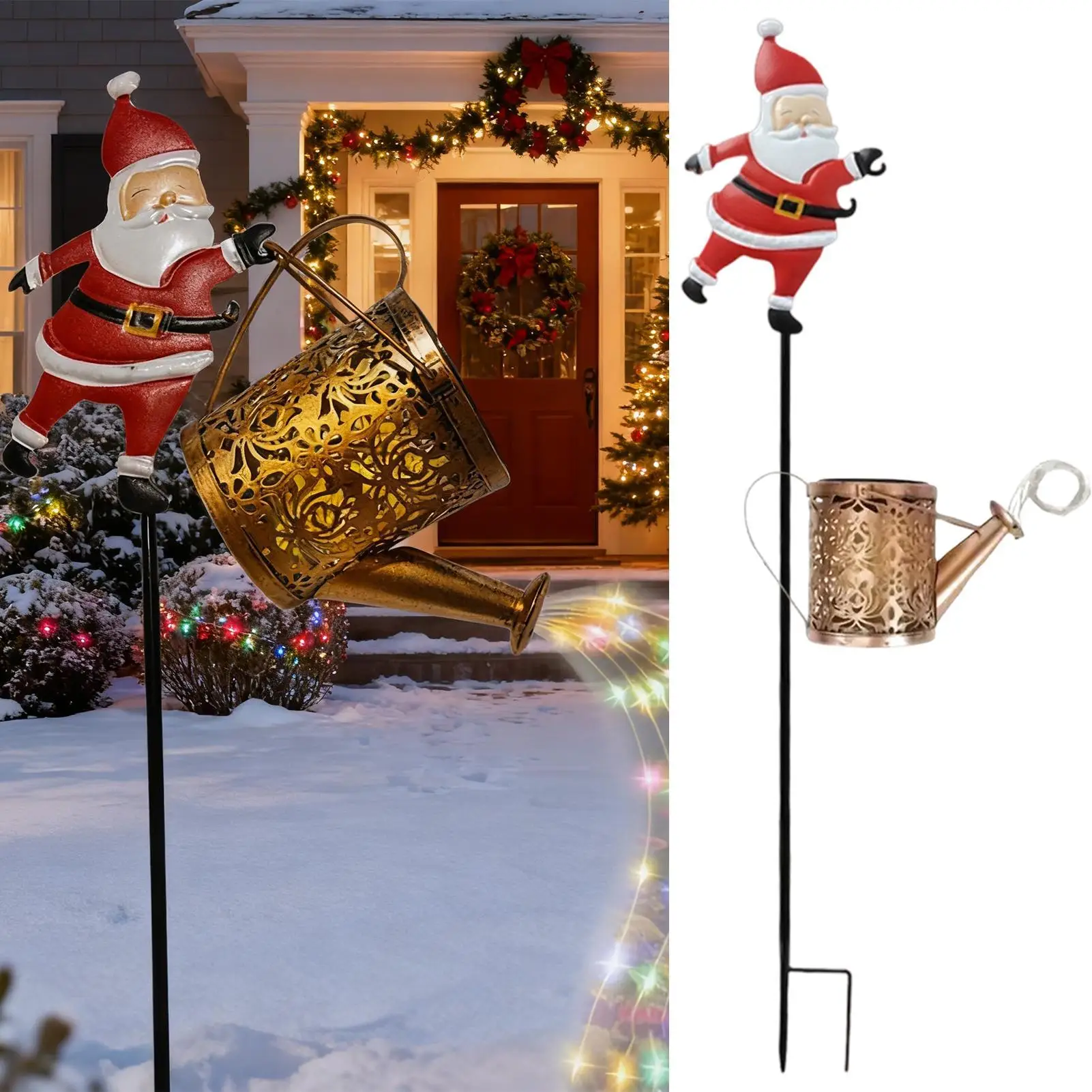 

Рождественские солнечные фонари для чайников, солнечные светодиодные водонепроницаемые украшения, Рождественская лейка, светильник для праздничных вечеринок, церковных офисов