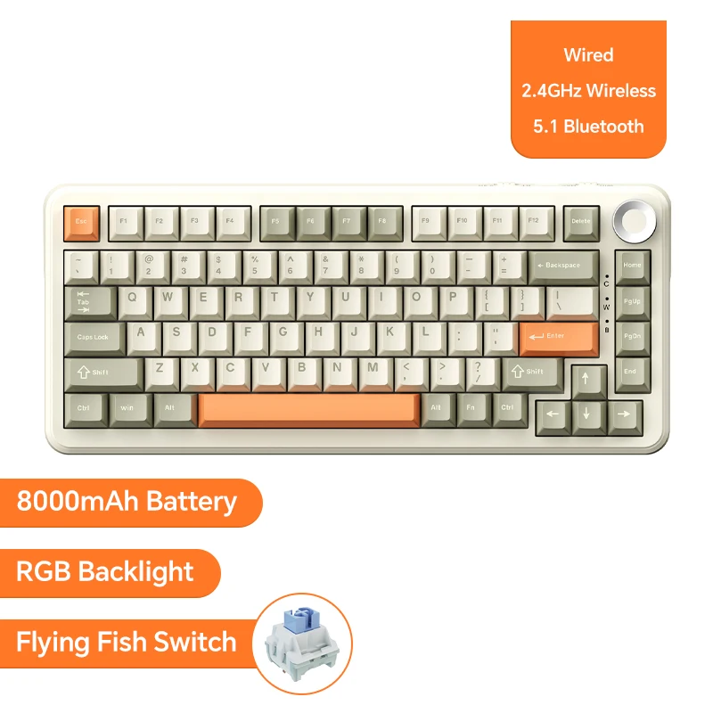 Ajazz AK820/AK820Pro Gaming mechanisch toetsenbord Bluetooth 5.1/draadloos/C-bedraad aangepast toetsenbord met knop Hot Swapping-pakking