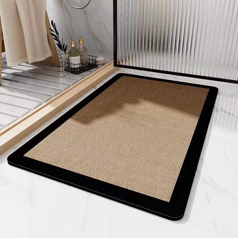 Soft Diatomaceous Earth Bathroom Absorbent Floor Mat, Toilet Entrance Foot Mat