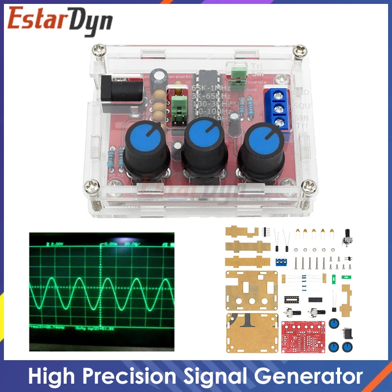 Estardyn XR2206 Function Signal Generator Sine/Triangle/Square Output 1Hz-1MHz Signal Generator Adjustable Frequency Amplitude