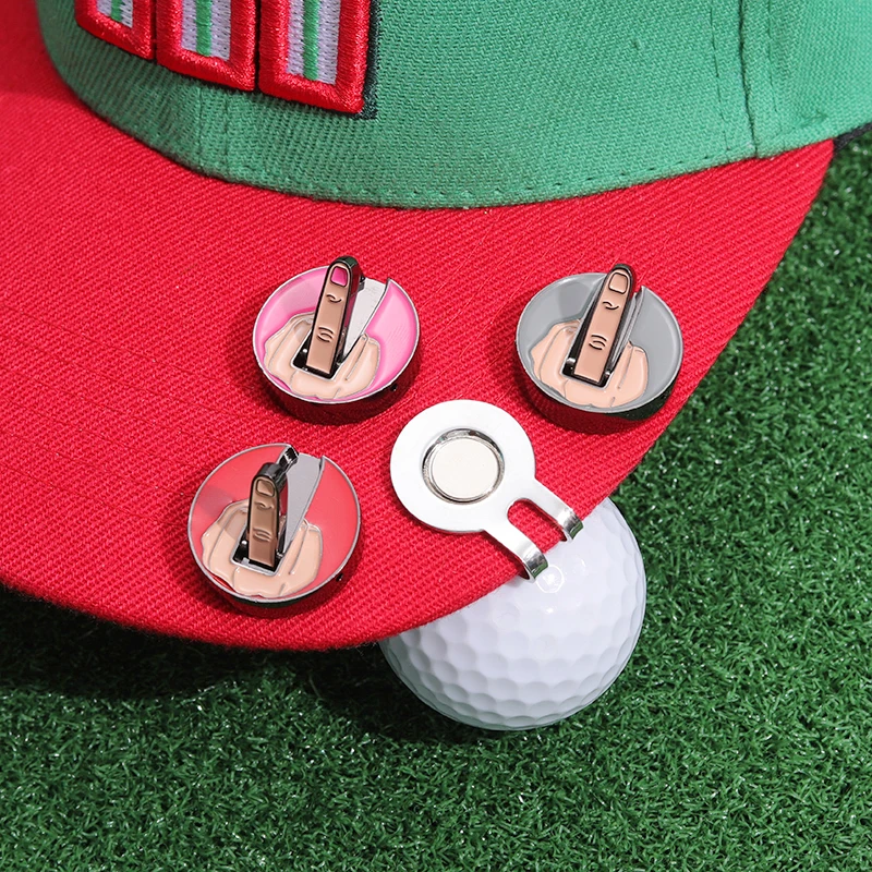 Golf Ball Marker Golf Hat Clip Marker Funny Middle Finger Golf Ball Position Mark Magnetic Removable Golf Accessories For Golfer