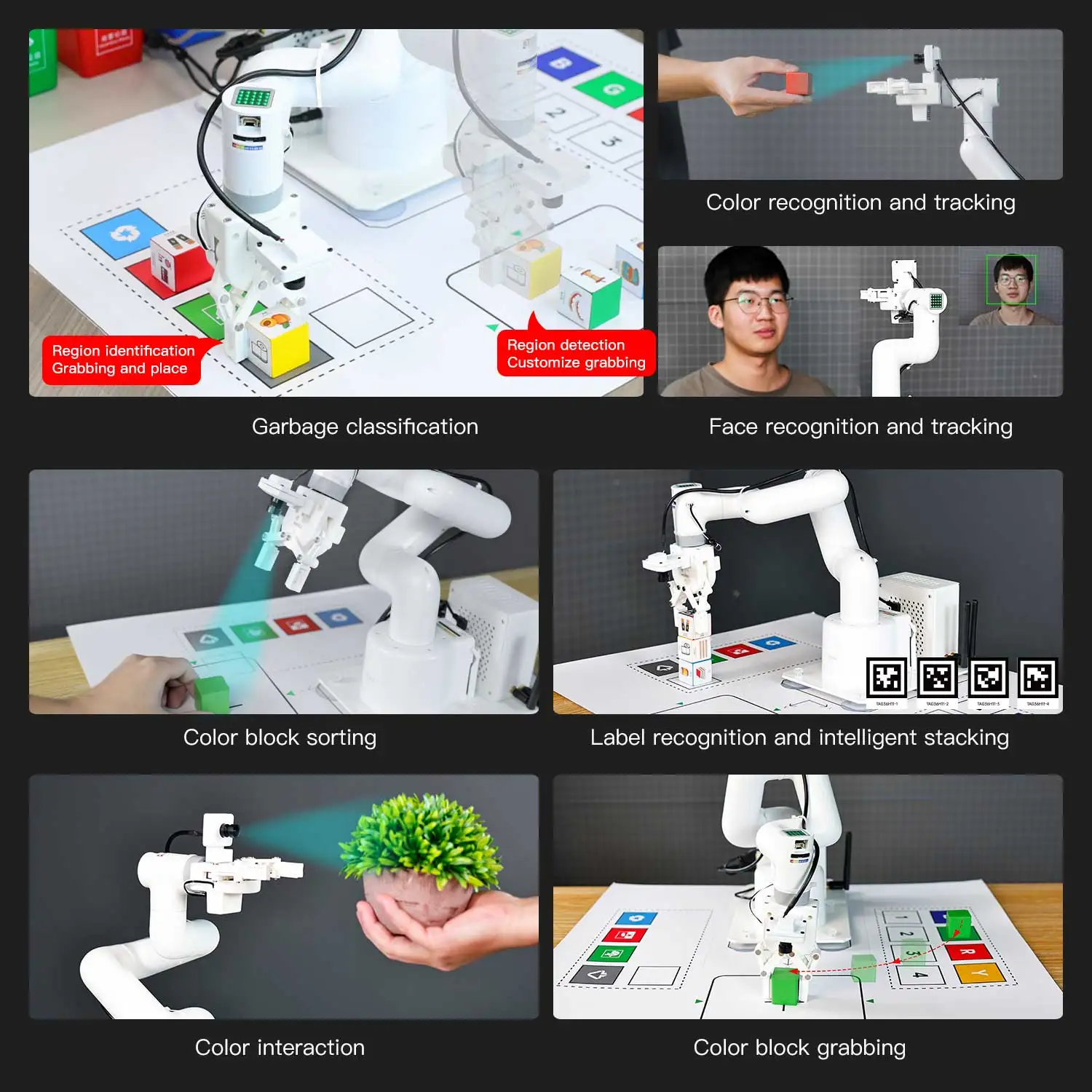 JetCobot 7 DOF Collaborative Robotic Arm Adopt Python Programming ROS System Color Tracking Model Training Gesture Control