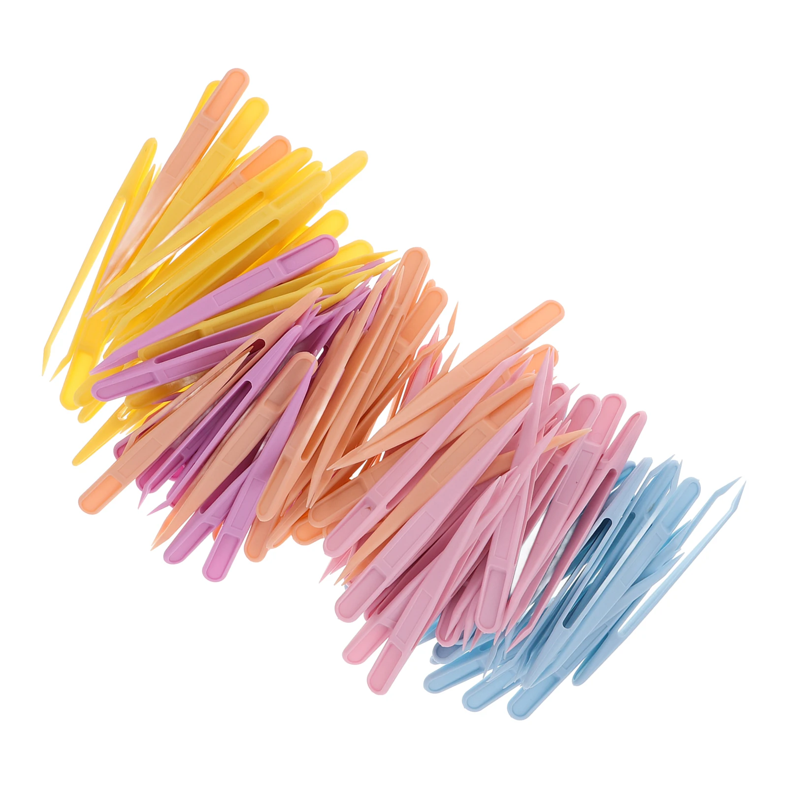 

100pcs Multifunctional Tweezers Precision Craft Face Eyelash Eyebrow Lightweight Portable Safe Sturdy Plastic Design