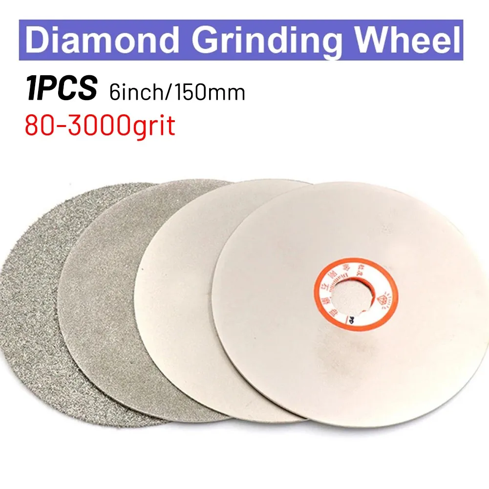 1PC 6 Inch Diamond Coated Flat Lap Wheel Lapidary Polishing Grinding Disc 80~3000 Grit For Jewelry Jade Glass Polishing Tool