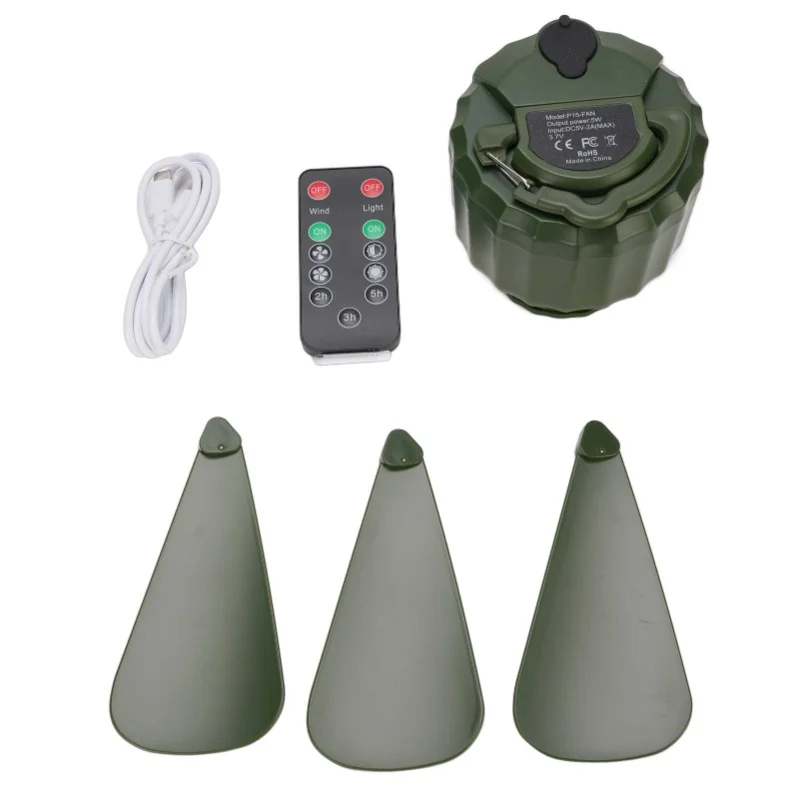 مروحة سقف للخيمة مع جهاز تحكم عن بعد، ضوء LED قابل لإعادة الشحن، مروحة خيمة محمولة قوية للرياح لصيد الأسماك والتخييم في الهواء الطلق