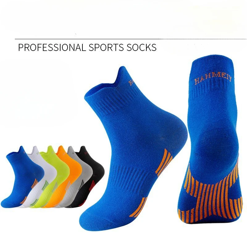 

100% Cotton Autumn Winter Long Professional Sports Socks All Cotton Deodorant Absorbent Breathable Thick Sports Running Socks