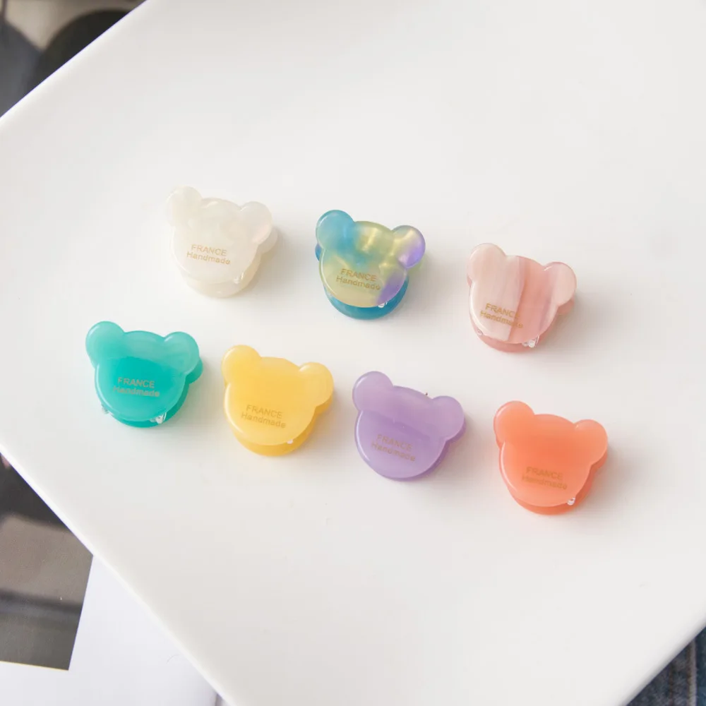 مشبك مخلب الدب اللطيف الكوري للشعر الرقيق من خلات دبوس شعر صغير غير قابل للانزلاق هدية مشبك جانبي