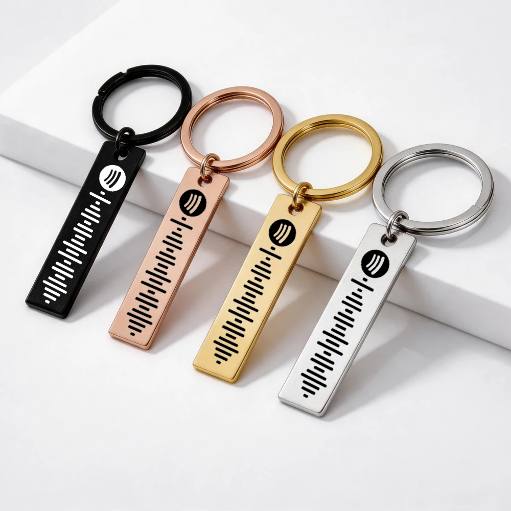 Personalisierter Spotify-Code-Schlüsselanhänger aus Edelstahl, gravierbar, Musikcode-Schmuck, Geschenk für Männer, bestes Geschenk für Paare, Auto- und Pärchengeschenk.