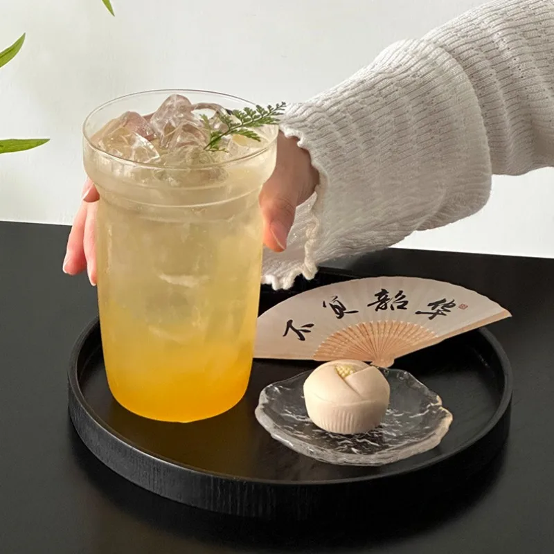 Creative Transparent Glass Cup,Reverse-mouth Pint Beer Glass Mugs,Iced Americano Cup,Cocktail Glass Cups,Juice Drinkware Tools