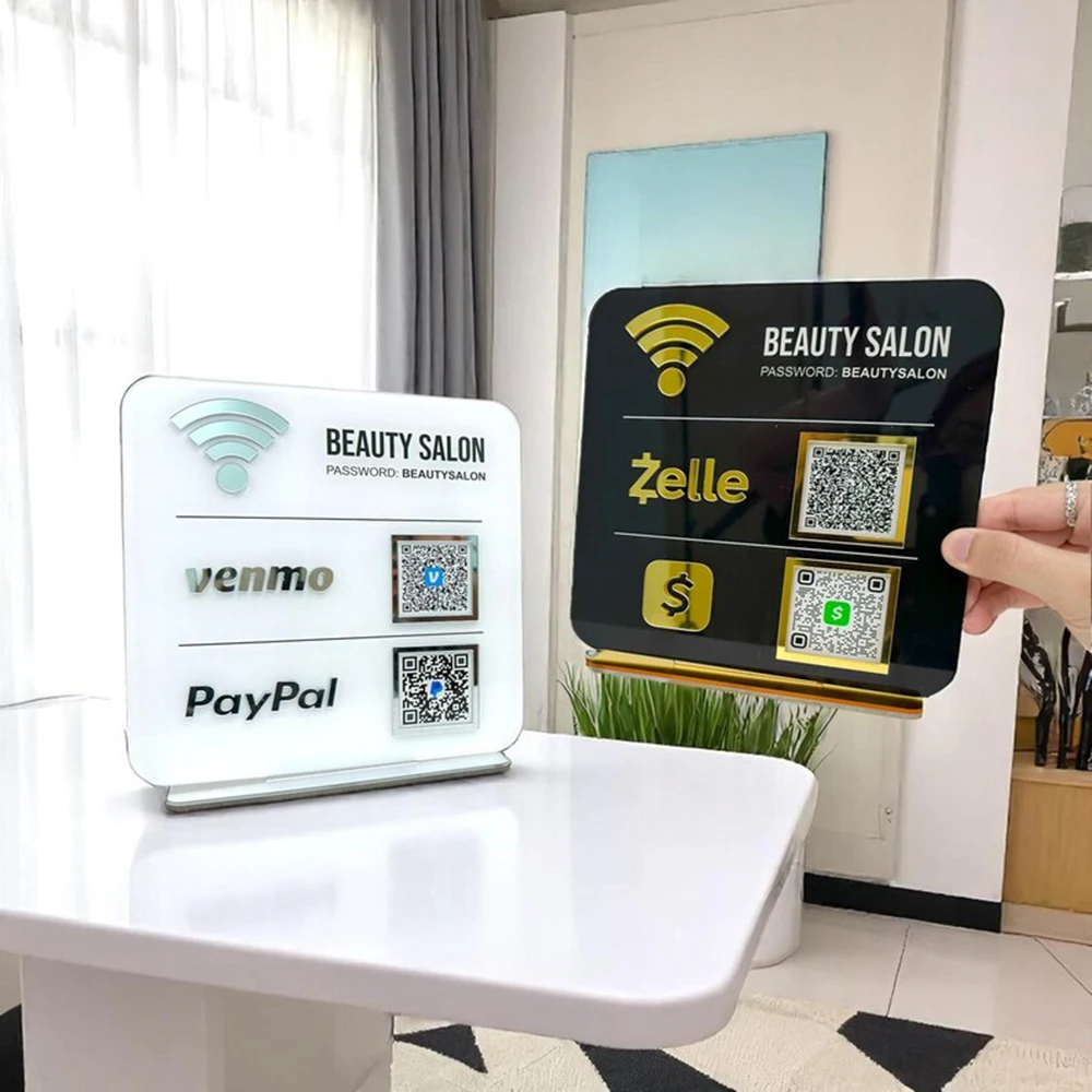 لوحة رمز الاستجابة السريعة من الأكريليك التجاري ديكور شعار شخصي مخصص لمتجر مطعم مقهى بار القائمة عرض عداد تعليق #1