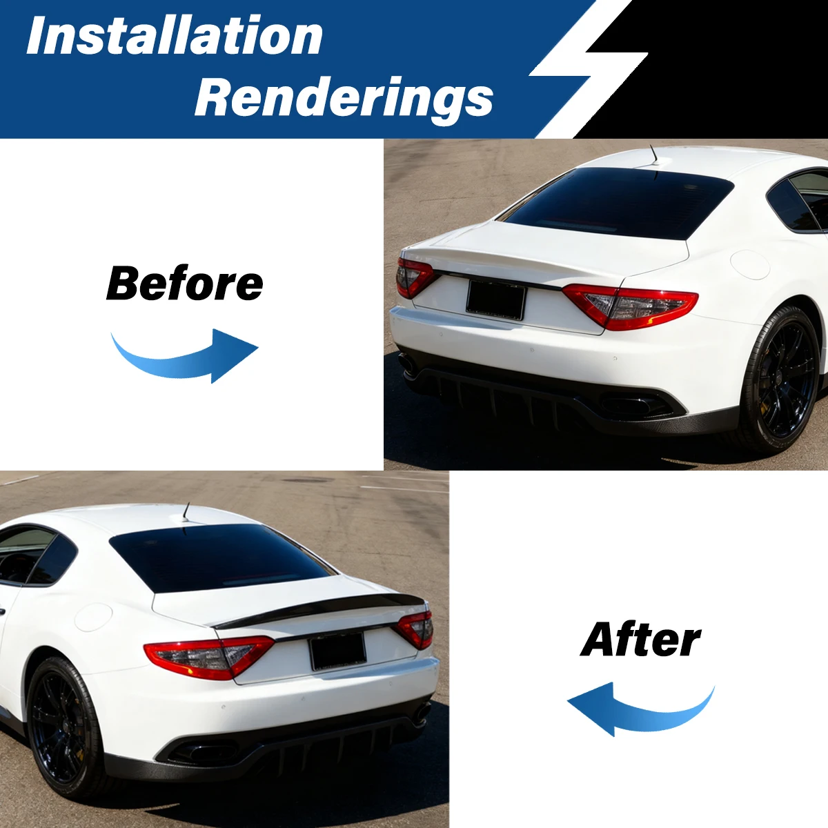 For Maserati GT GranTurismo Coupe 2-Door 2012 2013 2014 Automobile Rear Trunk Spoiler ABS Sports Spoiler Body Modification Kit