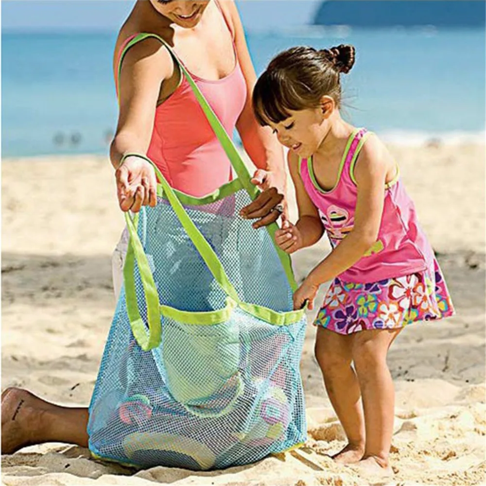 Summer Protable Mesh Bag Kids Toys Storage Bags Swimming Large Beach Bag for Towels Women Cosmetic Makeup Beach Bag