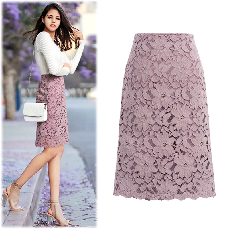 Half-Body Skirt Female Summer New Thin Water-Soluble Lace Skirt French Niche A-Line Skirt in the Long Package Hip Skirt