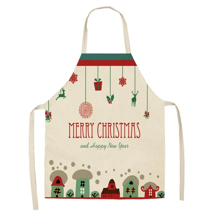 Christmas series elk car cotton and linen anti-fouling apron adult children kitchen housework cleaning apron smock