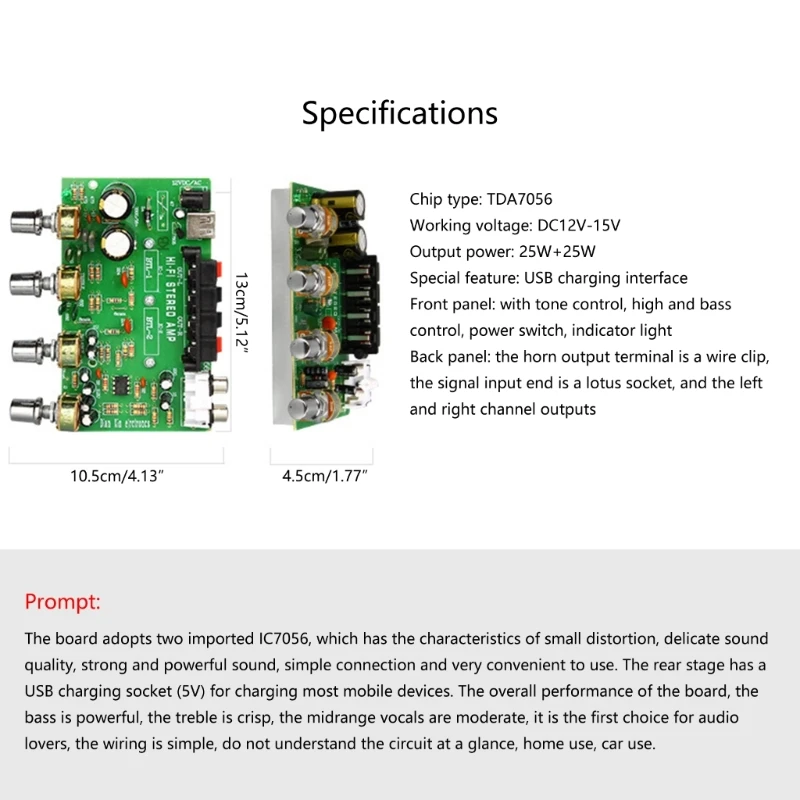 DX0409 Stereos Amplifier Board Double Channel Car Audios Amplifier Board Perfect for Car Exhibitions & Showcases Durable