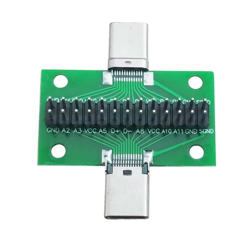 Male To Female Type C Test PCB Board Universal Board With USB 3.1 Port 20.6X36.2MM Test Board With Pins