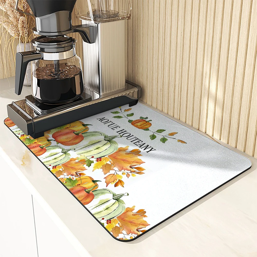 Kitchen Drying Mat Thanksgiving Dry Coffee Mat Absorbent Dish Placemat   Table Cup Drying Mats Table Decoration Accessories