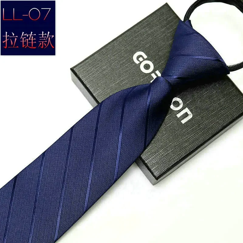 8cm Elegant Fashion Blue Black Striped Men Shirt Business Dress Zipper Neck Lazy Ties Vestisens Accessories Wedding Groom