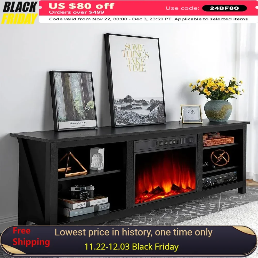 

Fireplace TV Stand for TVs Up To 80'' Entertainment Center with 23'' Electric Fireplace 70 Inches Fireplace