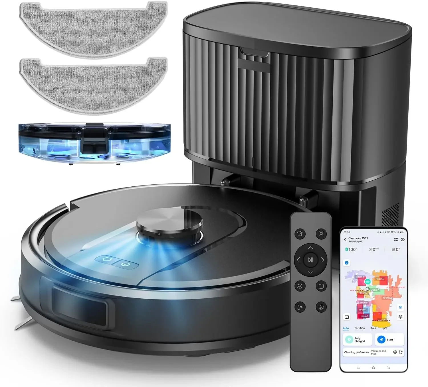 

Robot Vacuum and Mop with Self-Emptying, 5000Pa Robotic Vacuum with LiDAR Navigation, 60-Day Hands-Free Cleaning, 180 Mins Runti