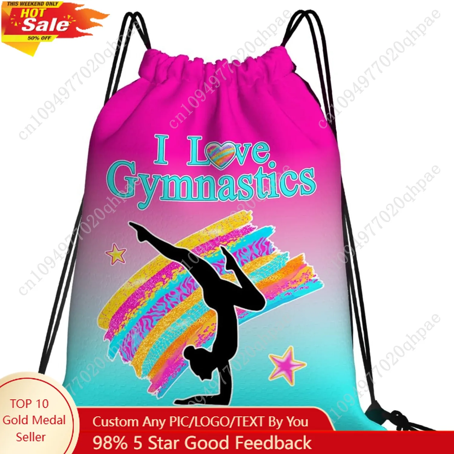 

Gymnastics Drawstring Bags For Women Gymnast Drawstring Backpack Water Resistant String Bag Sports Gym Bag