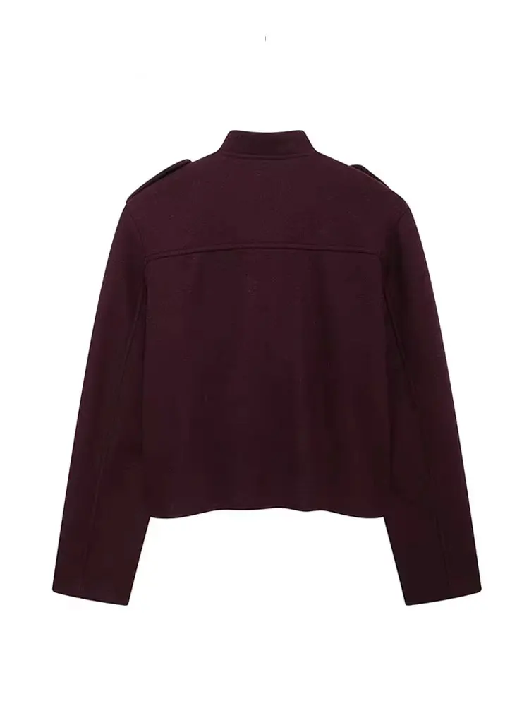 2024年秋ファッション向けHH女性用ストリートファッションジャケット、長袖、ラペル、シングルブレスト、無地、ポケット付き、カジュアルコート