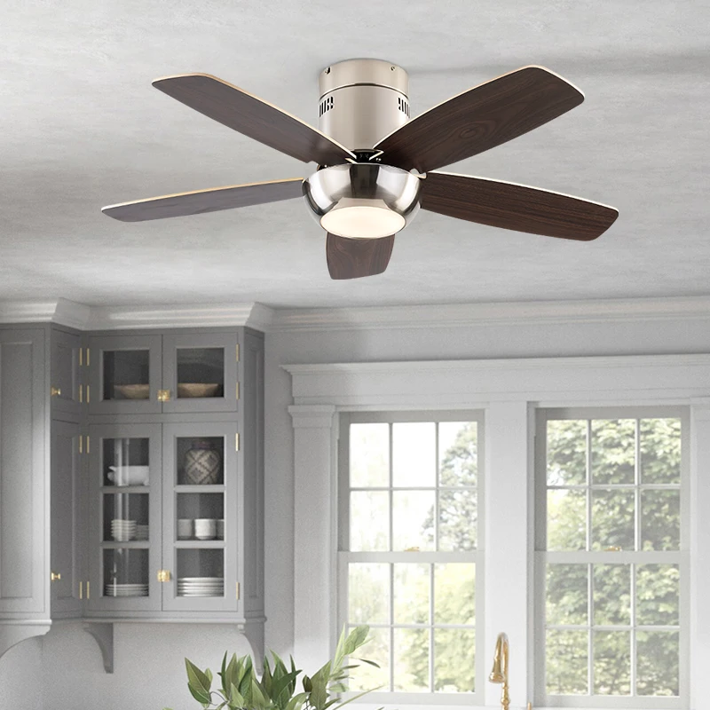 Chrome Hanging Fan 36/42/48 Inch Big Power All Copper Inverter Motor Six-speed Adjustable Wind Power Timer Off Ceiling Fan Light