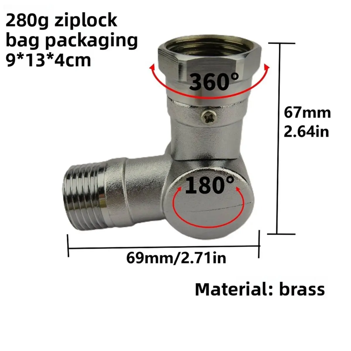 Garden Hose Swivel Adapter 180 and 360 Degree Metal Swivel Connector Adjustable Faucet for Irrigation Driveway Silver