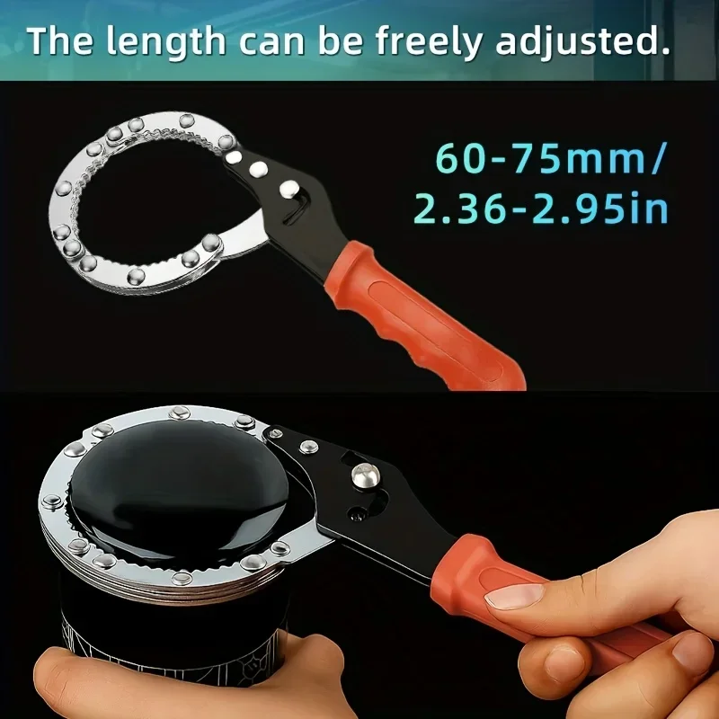 Compact Oil Filter Wrench Adjustable with Ergonomic Grip, Heavy-Duty Steel Construction for Automotive Filter Removal 3 Pack - view 3