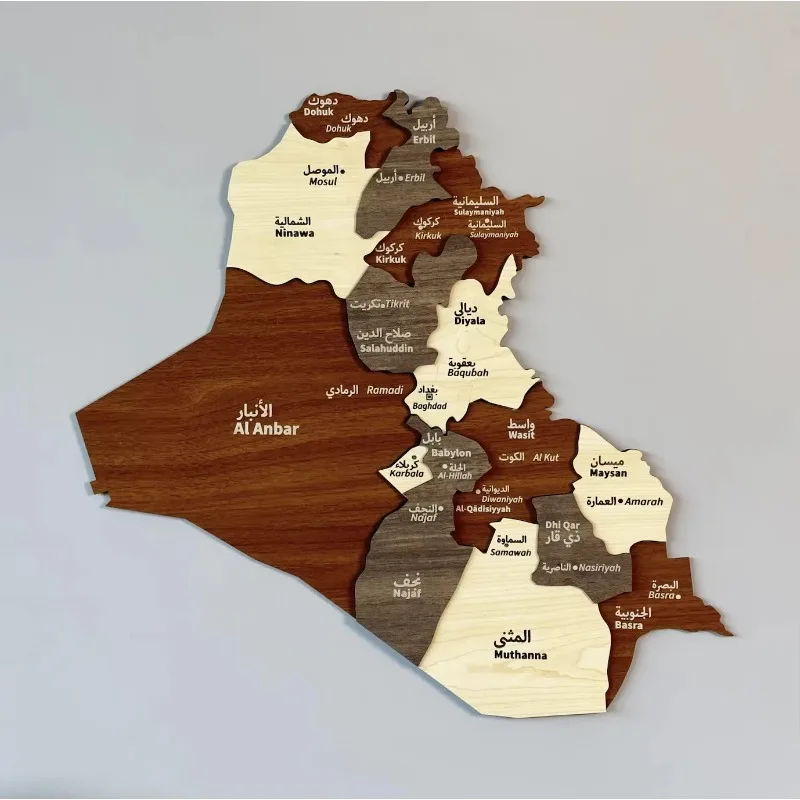 

Wooden multi-color map Multi-layer 3D wooden world map with light back Middle East Europe travel map