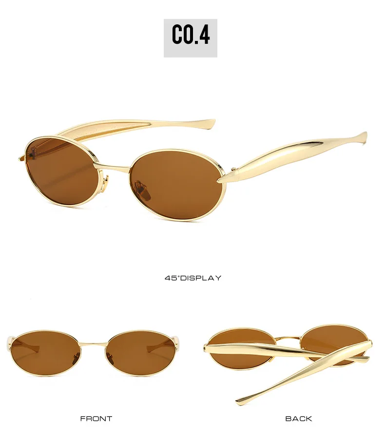 Metall Kleine Ovale Sonnenbrille Frauen Neue Vintage Marke Designer Mode Runde Goggle Sonnenbrille Weibliche Trends Shades Brillen UV400 – Detail 11
