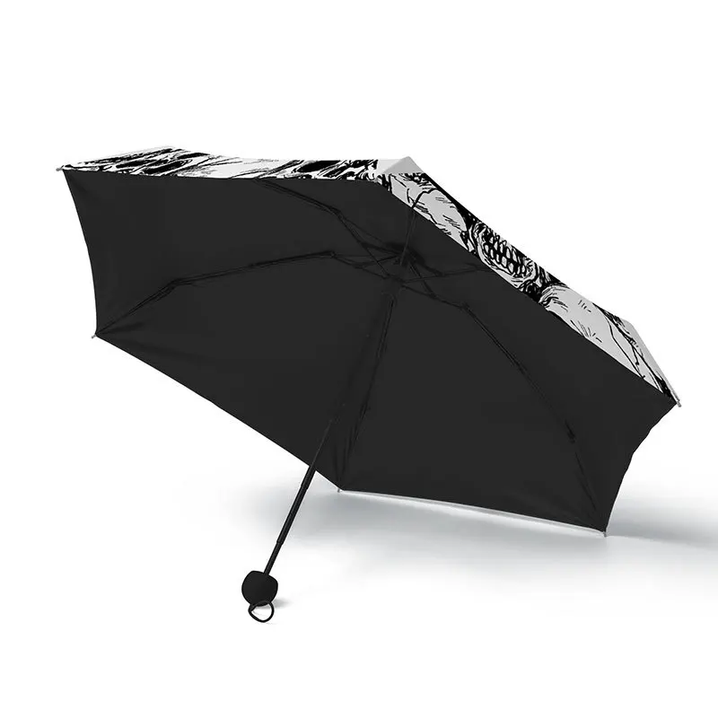 Mini 5 Fold Rainproof Windproof Sun Umbrella Sunny Rainy Dual-use Women Small Compact Parasol Devil Skull Portable Shade Gift