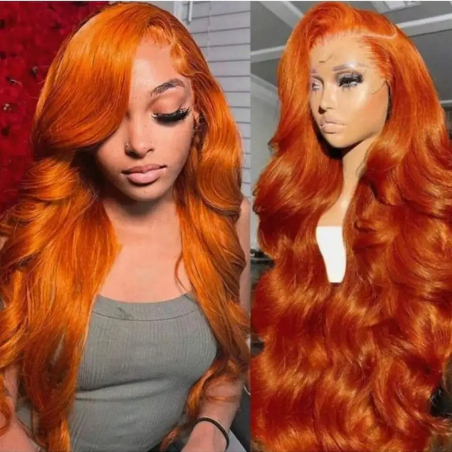 

40 30 Inch Ginger Body Wave 13x6 HD Lace Frontal Wig Human Hair 350 Orange Ginger Colored Wig Brazilian Preplucked 13x4 Lace Wig