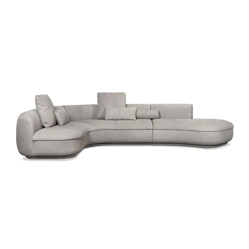 #Italian-style Arc-shaped Velvet Sofa Set Combination Flocking High-Density Sponge Filling Luxury High-End Aesthetic Living Room