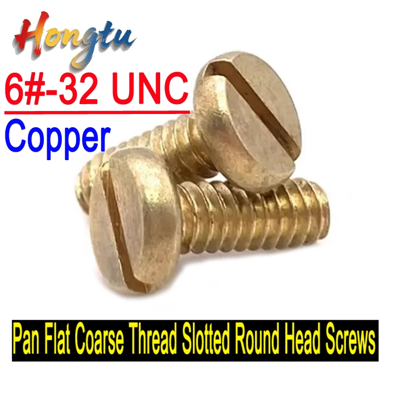 

Hongtu 10Pcs 6#-32 UNC Copper American and British Standard Pan Flat Coarse Thread Slotted Round Head Screws clou tapisserie