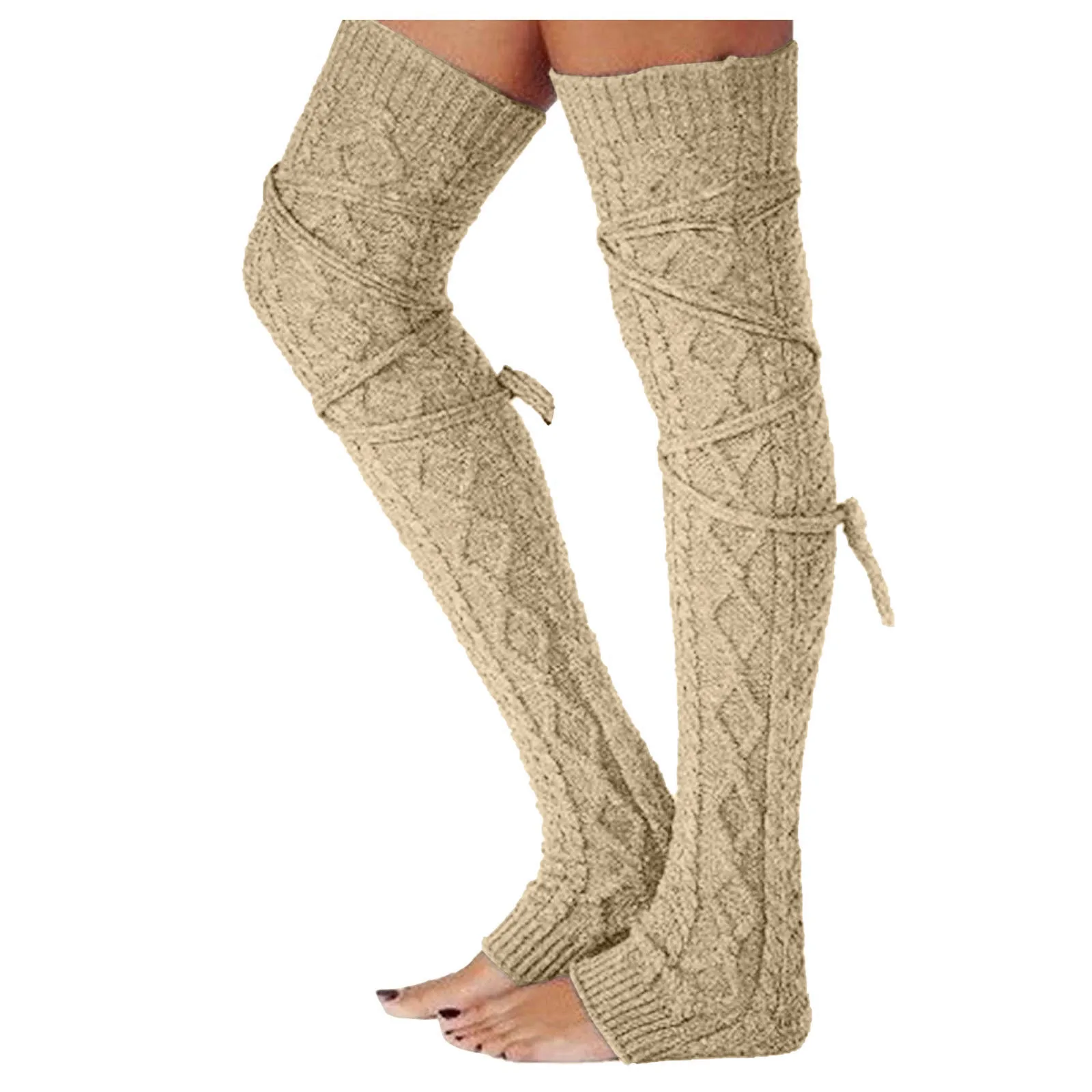 Scaldapiedi in lana da donna Autunno Inverno Calze sopra il ginocchio solide con coulisse Accessori cosplay alla moda