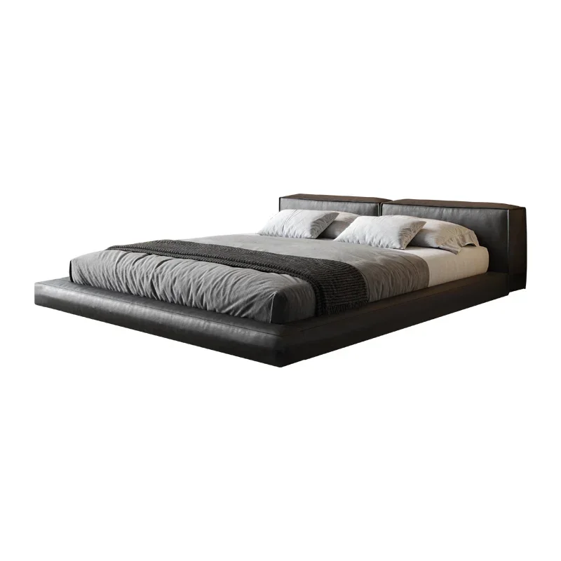 Designer Black Double Bed Waterproof Full Size Modern Wooden Double Bed Luxury Platform Floor Camas De Dormitorio Furniture