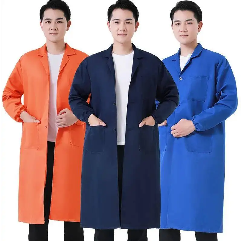New Unisex Male Warehouse Keeper Breeder Long Sleeved Jacket Labor Insurance Women Work Dust Cover Long Coat Gown