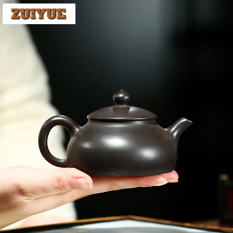 190ml Exquisite Yixing Purple Clay Teapots Handmade Bian Pot Raw Ore Black Zhu Mud Tea Maker Kettle Zisha Tea Set Drinkware Gift