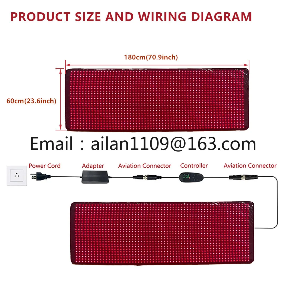 

2024 New Arrival 70.9*23.6inch LED Red Infrared Whole Body Therapy Mat 660nm 850nm Skin Care Pain Relief