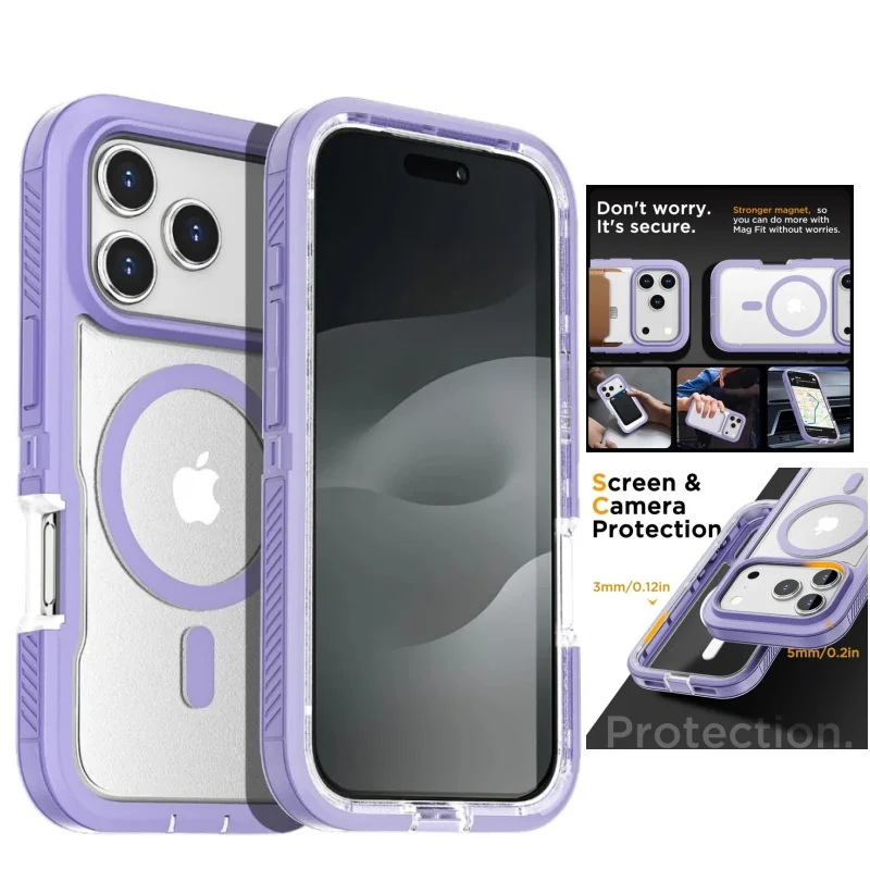 Heavy Duty OTT-BOX Magnetic Armor Case For iPhone 18 Pro Max Air 17 16 15 14 13 Pro Plus For Magsafe Wireless Charging Cover