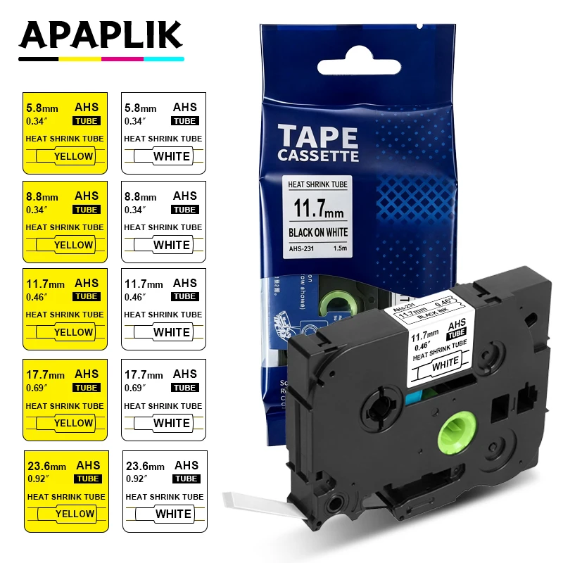 Heat Shrink Tube Tape HSe211 HSe221 HSse231 HSe621 631 Replace Brother HSe-231 Industrial Label Tape For PT Label Maker H110