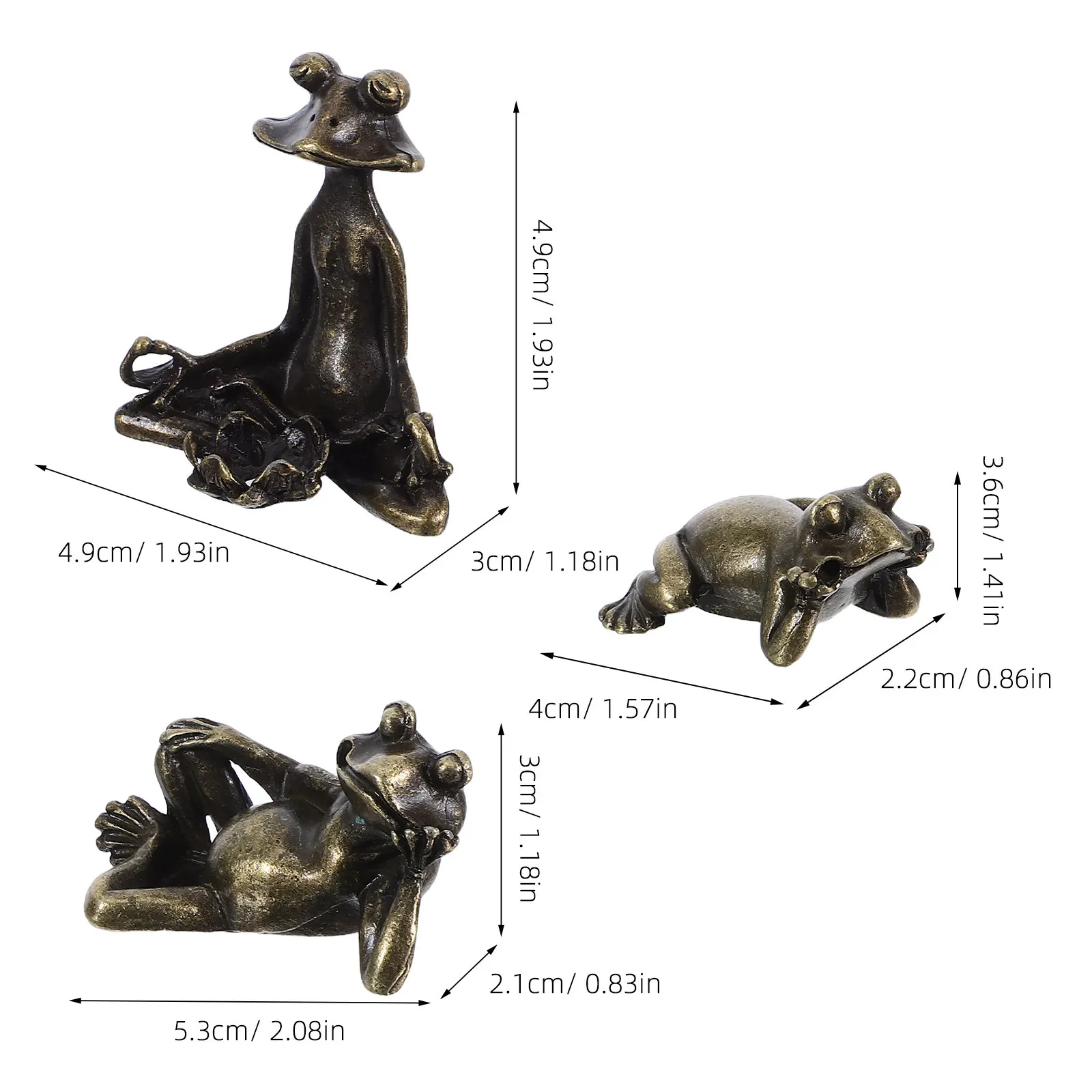3Pcs Brass Frog Incense Stick Holder Compact Sturdy Design Whimsical Animal Sculpture for Relaxation Meditation Space Desktop