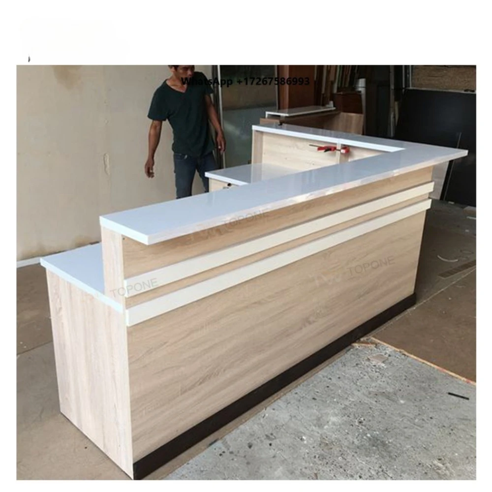 Wooden Bar Counter Front Reception Desk Countertop Drink Bar Counter Design