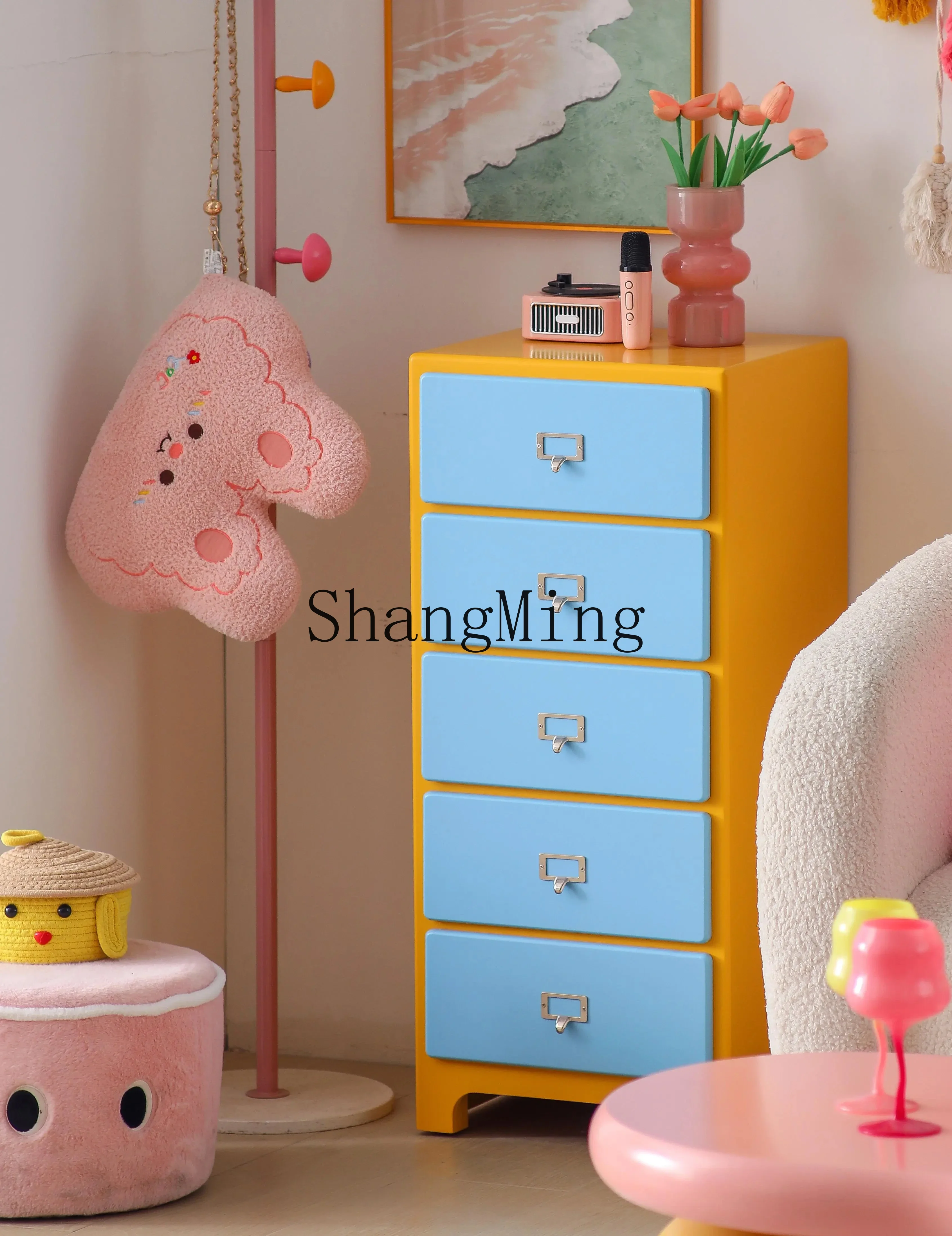 

ZYYDopamine Five-Drawer Cabinet Living Room Sofa Side Cabinet Simple Bedroom Nightstand Small Apartment