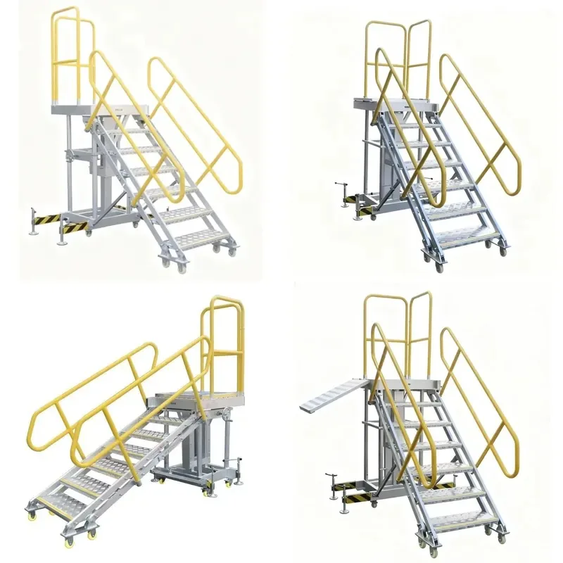 Warehouse Heavy Duty Portable Folding Aluminum Extension Ladder Movable Step Work Platform Insulated