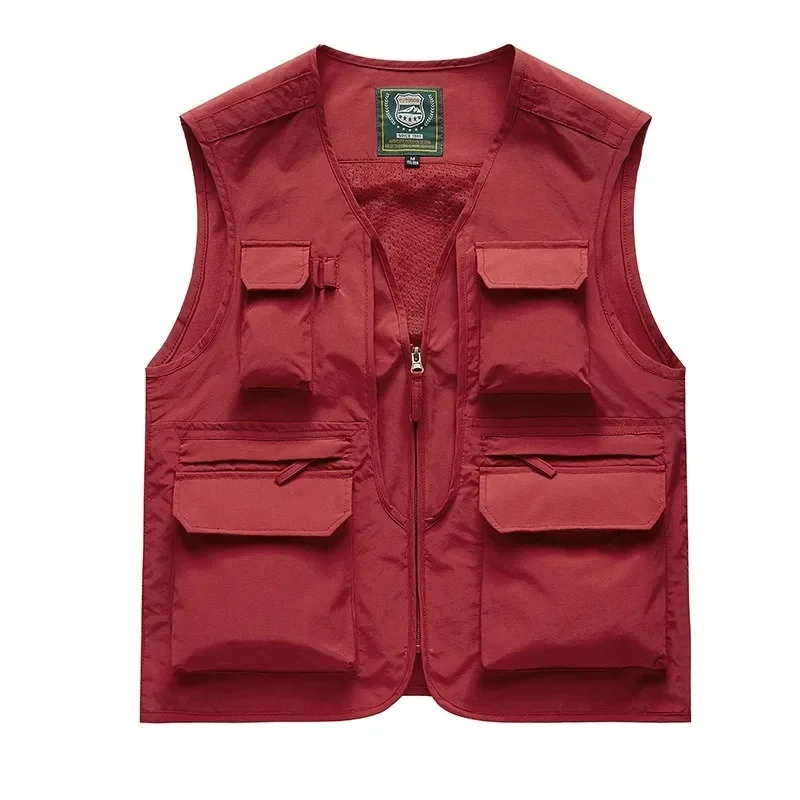 B&C Waistcoat Vest Jacket Men Multi-Pocket Classic Summer Outdoor Work Safari Fishing Travel Photo Vest Pockets Sleeveless Coat