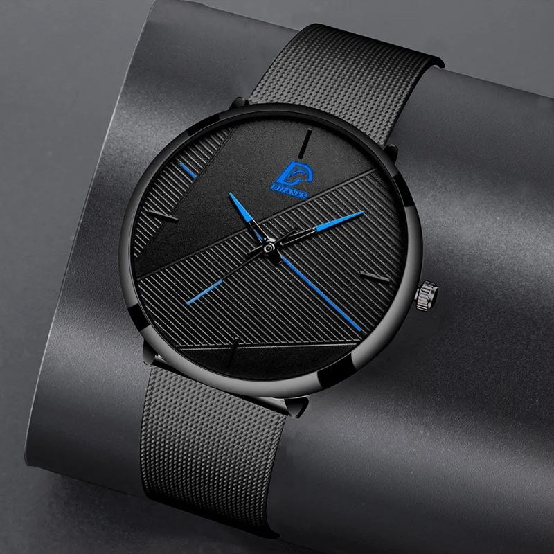 

Fashion Watches for Men Minimalist Mens Ultra Thin Watch Simple Men Business Black Mesh Belt Quartz Wristwatch Reloj Hombre
