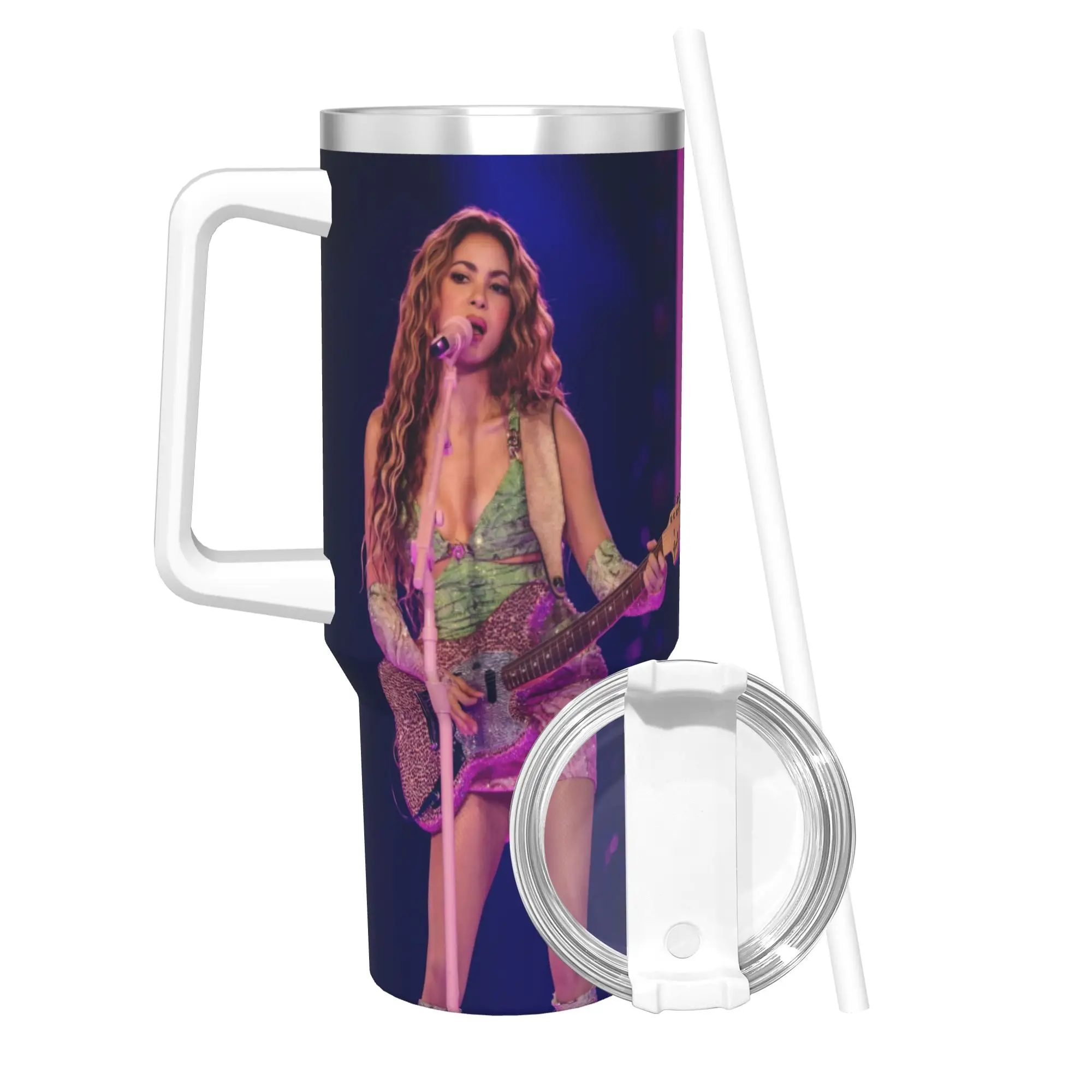 Shakira Singer Tumbler With Straw  Stainless Steel Mugs Cup Double Wall Vacuum Insulated for Cold Or Hot 40oz