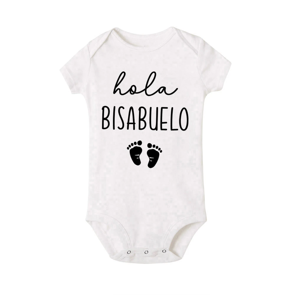 Hola Abuela Abuelo Tio Tia Spanish Baby Newborn Bodysuits Rompers Announcement Pregnancy Revea Colothes Grandma Grandpa Gifts